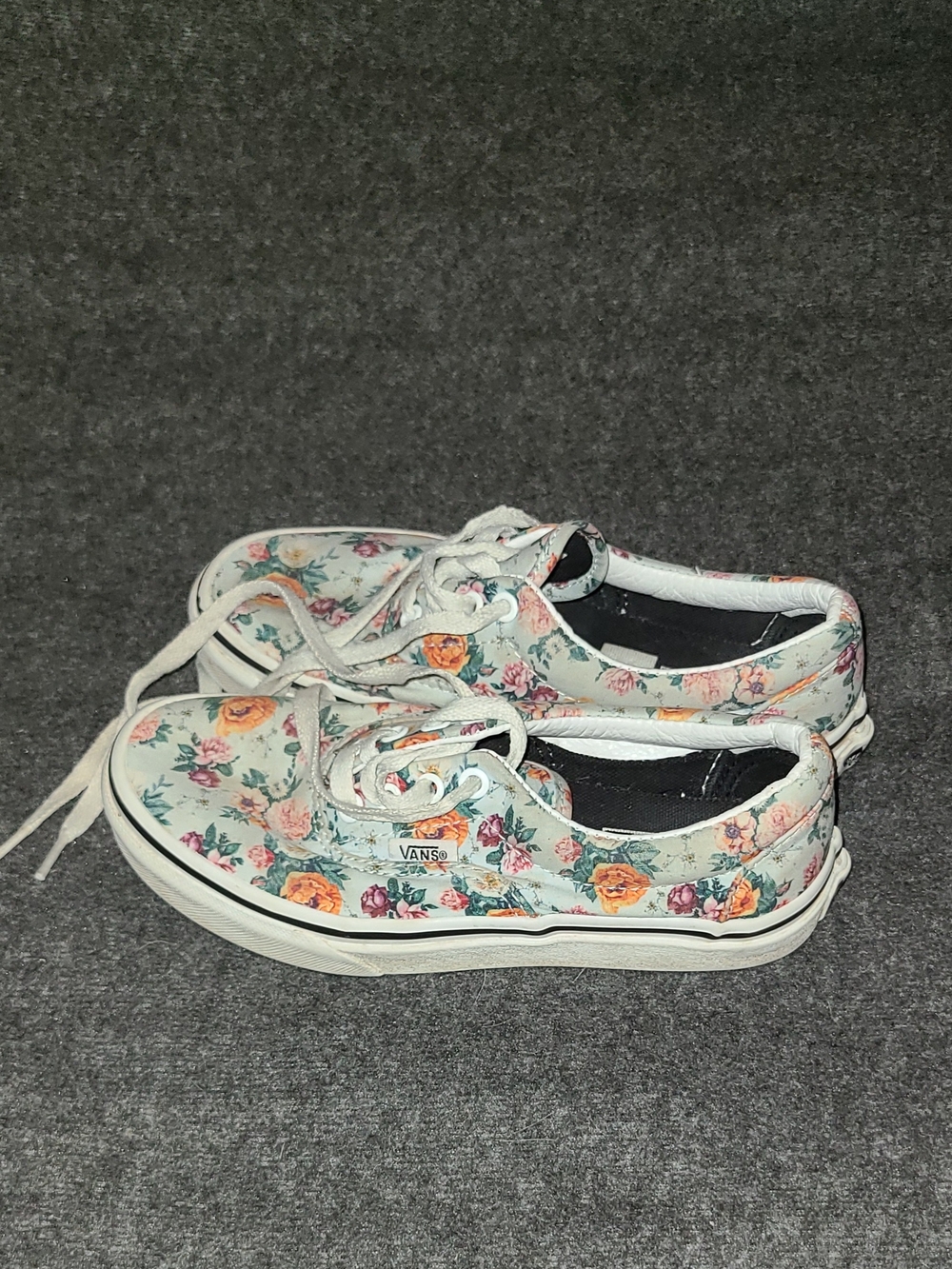 Vans Kids Low Top Sneakers Shoes Blue Floral Print Canvas Lace Up Size 2